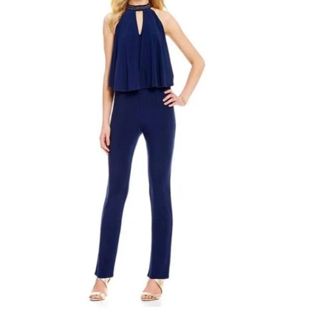 Laundry by Shelli Segal Romper Jumpsuit 6 navy blue